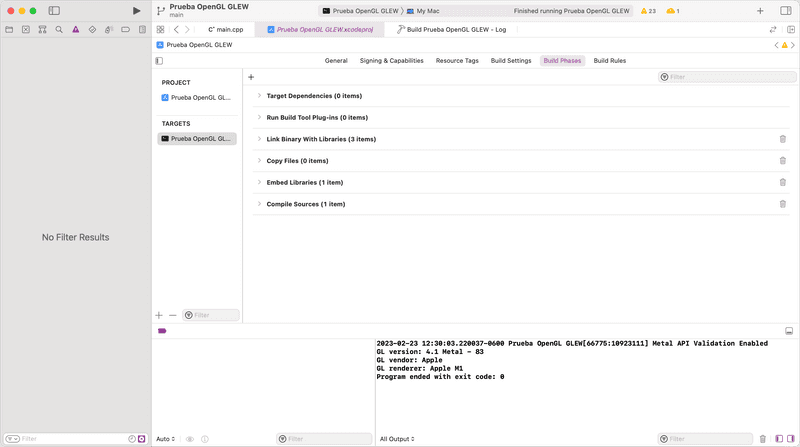 Build Phases en orden correcto (Compile Sources al fondo)