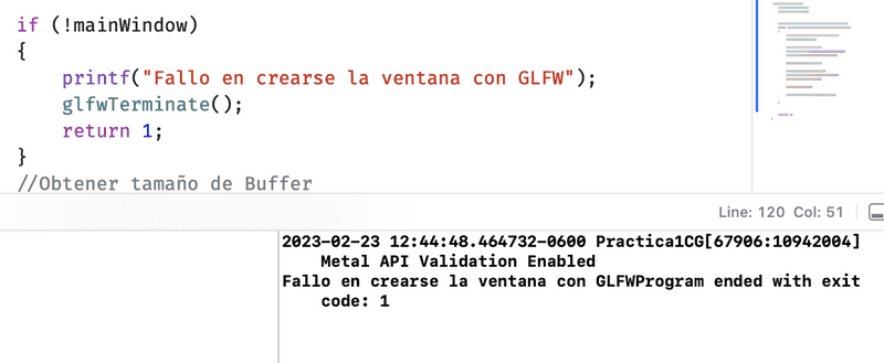 Error al crear ventana con GLFW